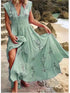 Elegant V Neck Sleeveless Floral Beach Dress for Women Casual Spring Summer Bohemian Style